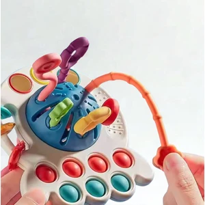 Montessori Stili Bebek Duyusal Gelişim Eğitici Oyuncağı (Silikon Ipli)