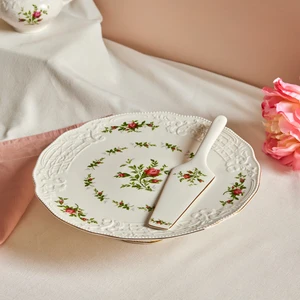 Vintage Rose 2 parça Spatulalı Kek Servis Seti 30 cm Krem