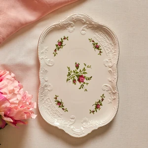 Vintage Rose Kayık Tabak 35 cm Krem