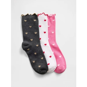 Kız Çocuk Beyaz Baskılı Crew Çoraplar (3’lü)