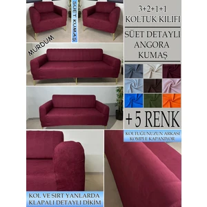 Süet Detaylı Angora Kumaş 3+2+1+1 Komple Giydirme Kanepe&çekyat, Bohem, Vb. Model Koltuk Kılıfı