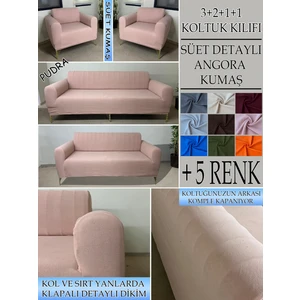 Süet Detaylı Angora Kumaş 3+2+1+1 Komple Giydirme Kanepe&çekyat, Bohem, Vb. Model Koltuk Kılıfı