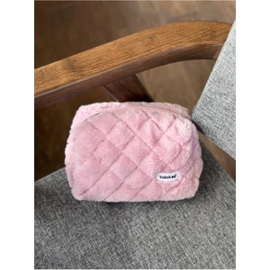 Gül Kurusu Peluş Makyaj Çantası - Büyük Boy