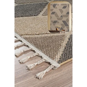 Roma Bej Kahve Yumuşak Bukleli ve Püsküllü Makine Dokuma Halı Oturma Odası Salon Mutfak Antre