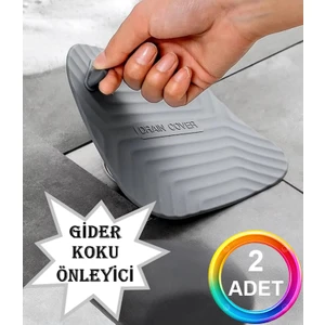 2 Adet Gider Koku Önleyici Giderici Kare Silikon Banyo Mutfak Balkon Lavabo Gider Tıpası Kapağı Gri