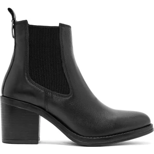 Kadın Siyah Kalın Topuklu Deri Kovboy Bot 25WFD200618