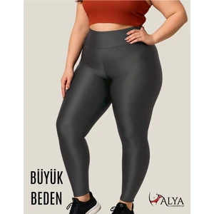 ALYA UNDERWEAR Büyük Beden Tayt Dalgıç Kumaş Yüksek Bel ( Antrasit, 2xl)