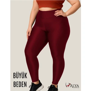 ALYA UNDERWEAR Büyük Beden Tayt Dalgıç Kumaş Yüksek Bel ( Bordo, 4xl)