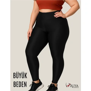 ALYA UNDERWEAR Büyük Beden Tayt Dalgıç Kumaş Yüksek Bel ( Siyah, 5xl)