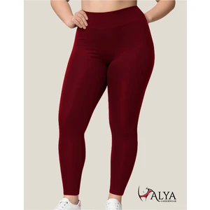ALYA UNDERWEAR Toparlayıcı Yüksek Bel Kadın Günlük Spor Rahat Parlak Tayt ( Bordo, Xl )