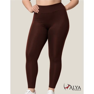 ALYA UNDERWEAR Toparlayıcı Yüksek Bel Kadın Günlük Spor Rahat Parlak Tayt ( Kahverengi, L )