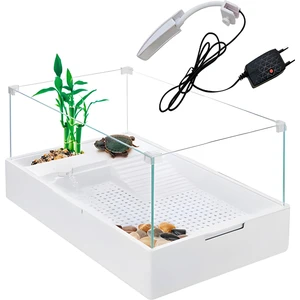 Cam Kaplumbağa Bahçesi Filtreli Lambalı 60X35X25CM