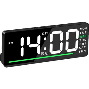 Ağır Uyuyanlar Için Yüksek Sesli Çalar Saat, Yatak Odaları Için LED Dijital Çalar Saat, Sıcaklık Tarih ve Çift Alarm (Yurt Dışından)