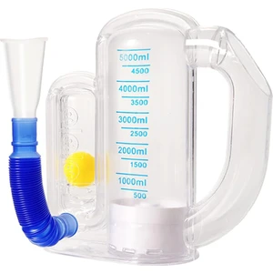 Akciğerler Için Nefes Egzersiz Cihazı, Akış Hızı Göstergeli Derin Nefes Eğitmeni, Teşvik Spirometresi 5000ML (Yurt Dışından)