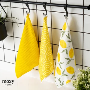 Moxy Home Desenli Mikrofiber Temizlik Bezi 3'lü Set Limon Desenli 30x30CM