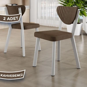Arfe Serisi 2 Adet Mutfak Sandalyesi Beyaz Metal Iskeletli 1. Sınıf Babyface Kumaş