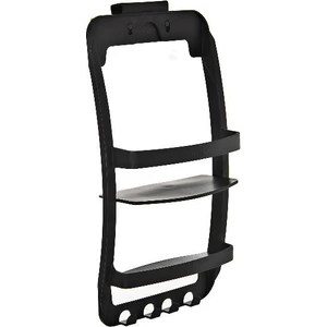 Siyah, 3 Katlı Banyo Duş Rafı - Askılıklı Banyo Organizeri - Delmeden Montaj