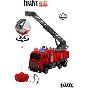 Oyuncak Uzaktan Kumandalı Itfaiye Şarjlı Işıklı Full Fonksiyon Merdivenli Su Hortumlu Vinçli Model