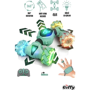 Oyuncak Uzaktan ve Bilek Kumandalı Şarjlı LED Işıklı Full Fonksiyon Akrobat Drift Araba