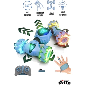Oyuncak Uzaktan ve Bilek Kumandalı Şarjlı LED Işıklı Full Fonksiyon Akrobat Drift Araba