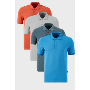 Pamuklu Regular Fit Düğmeli Polo Yaka 4'lü Paket T Shirt Erkek T Shirt 5902127S4
