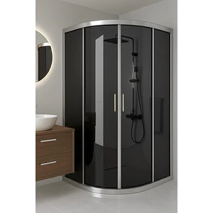 Duşakabin Füme Temper Cam Elegant Seri Oval Krom Profil - Yükseklik: 190 cm