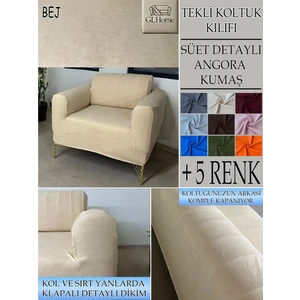 Süet Detaylı Angora Kumaş Tekli Komple Giydirme Tekli & Berjer , Bohem, Porto, Vb Model Koltuk Kılıfı