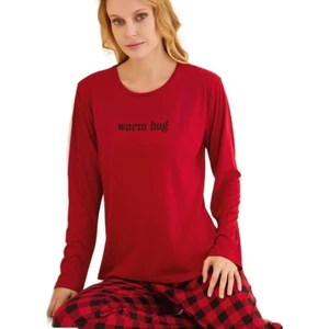 Luccia Kadın Pijama Takımı Uzun Kollu Pamuklu Kumaş  S–2xl