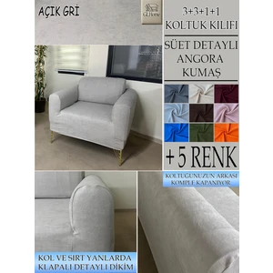 Süet Detaylı Angora Kumaş Tekli Komple Giydirme Tekli & Berjer , Bohem, Porto, Vb Model Koltuk Kılıfı