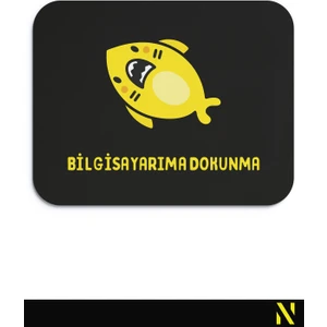Sevimli Köpek Balığı Siyah Sarı Renkli Ergonomik Mouse Pad - 23 cm x 19 cm - Kaydırmaz Taban Ev ve Ofis Kullanımı Fare Altlığı Mousepad