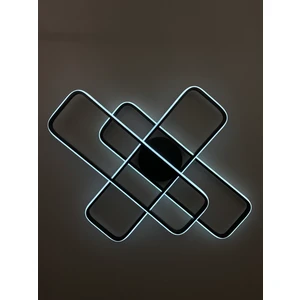 Yüksek Aydınlatmalı Dikdörtgen  Siyah Şık Tavan Plafonyer LED Avize, 3 Renk Aydınlatma