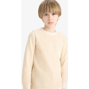 Erkek Çocuk Bisiklet Yaka Basic Düz Waffle Uzun Kollu Okul Tişörtü V1186A625AU