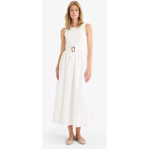 Bisiklet Yaka Poplin Kolsuz Maxi Elbise F8922AX25AU