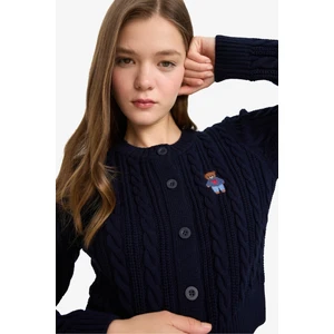 Regular Fit Bisiklet Yaka Düğmeli Triko Hırka E8237AX25WN