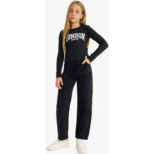 Kız Çocuk Straight Fit Geniş Bol Paça Cepli Pamuklu Okul Pantolonu C9471A825AU