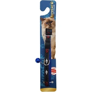 Eurocat Balık Desenli Kedi Boyun Tasması Mavi/Siyah 10 Mm 28 Cm