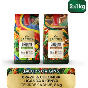 Origins Brazil & Colombia + Uganda & Kenya Çekirdek Kahve 1 kg 2'li Paket