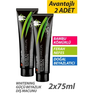 Pierre Cardin Bambu Kömürlü Diş Macunu – Doğal Beyazlatıcı & Ferah Nefes – 75 ml- Natural Whitening Toothpaste –Power 2'li Set