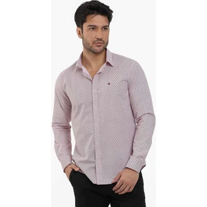 Slim Fit Düğmeli Yaka Bordo Erkek Gömlek DU1234013021