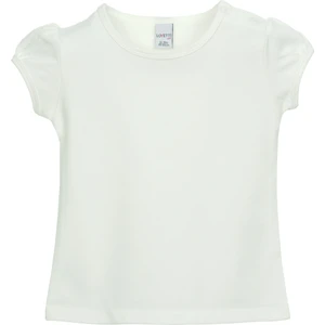 Ekru Basic Kız Bebek Çıtçıtlı Sıfır Yaka Karpuz Kol Tişört