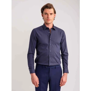 Lacivert Erkek Ekstra Slim Fit Düz Gömlek-DU1999012001