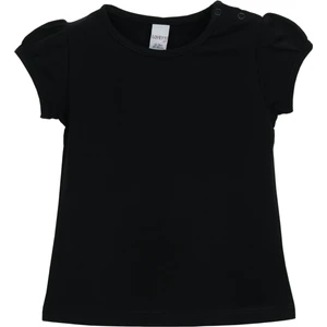 Siyah Basic Kız Bebek Çıtçıtlı Sıfır Yaka Karpuz Kol Tişört