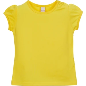 Sarı Basic Kız Bebek Çıtçıtlı Sıfır Yaka Karpuz Kol Tişört