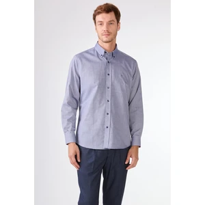 Lacivert Erkek Regular Fit Brent Düğmeli Yaka Uzun Kol Gömlek