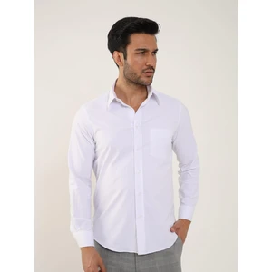 Beyaz Erkek Regular Fit Brent Yaka Uzun Kol Gömlek