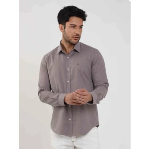 Slim Fit Gömlek Yaka Kahve Erkek Gömlek DU1234013032
