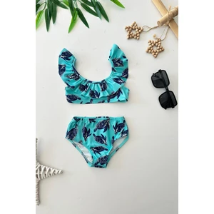 Miniğimin Cicileri Karetta Karetta Baskılı Kız Çocuk mayo bikini - Turkuaz