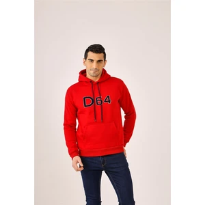 Kırmızı Erkek Regular Fit Kapüşonlu Sweatshirt