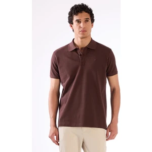 Kahve Polo Yaka Pamuklu Düz Renk Slim Fit Erkek T-shirt