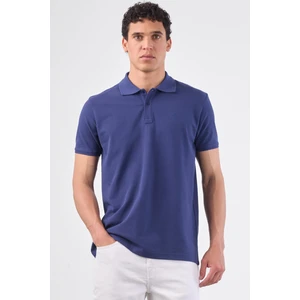 Lacivert Polo Yaka Pamuklu Düz Renk Slim Fit Erkek T-shirt